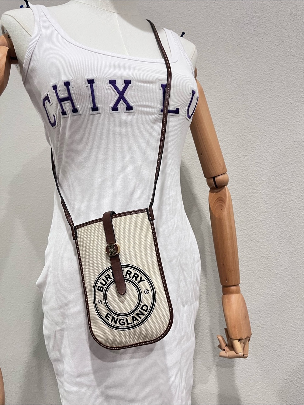 Burberry Logo Canvas Anne Phone Case Crossbody Bag